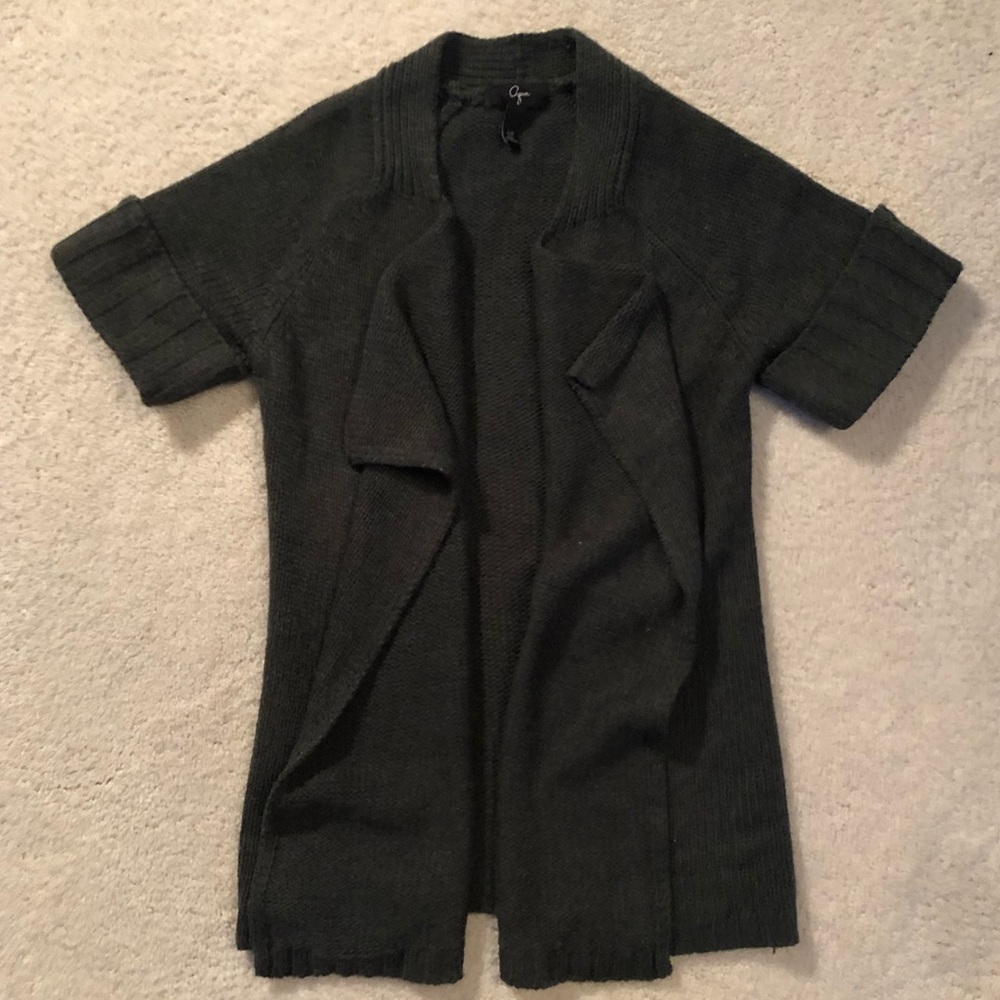Aqua charcoal grey long open sweater size S